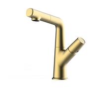 Robinet de lavabo chaud et froid, cascade de salle de bains, robinet d'évier à levier unique, brosse en laiton doré, robinets de lavage de lavabo chaud et froid (vert clair)