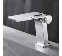 Robinet de lavabo chromé monté sur le pont de salle de bains, mitigeur d'évier d'eau chaude et froide, noir brossé, gris, grue de robinet monotrou (couleur: gris, taille: comme le montre