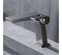 Robinet de lavabo chromé monté sur le pont de salle de bains, mitigeur d'évier d'eau chaude et froide, noir brossé, gris, grue de robinet monotrou (couleur: gris, taille: comme le montre