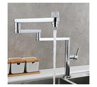 Robinet de lavabo de cuisine, robinet de cuisine pliant en laiton double articulations articulations armes à eau chaude à trois sections d'extension robinet double fonctions tap robuste pour la