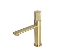 Robinet de lavabo de salle de bain à levier unique chaud et froid en laiton brève robinet mélangeur d'eau gris pour lavabo d'eau (doré brossé)