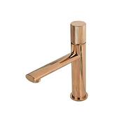 Robinet de lavabo de salle de bain à levier unique chaud et froid en laiton brève robinet mélangeur d'eau gris pour lavabo d'eau (or rose)