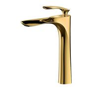Robinet De Lavabo De Salle De Bain De Luxe En Cuivre Doré Et Noir, Mélangeur D'Eau Chaude Et Froide, Design Surélevé Pour Lavabo De Comptoir, Accessoires De Salle De Bain(Gold High Style)