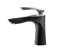 Robinet De Lavabo De Salle De Bain De Luxe En Cuivre Doré Et Noir, Mélangeur D'Eau Chaude Et Froide, Design Surélevé Pour Lavabo De Comptoir, Accessoires De Salle De Bain(Black And Silver Short)