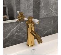vidaXL Robinet de lavabo de salle de bain Doré 130x180 mm