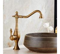 Robinet de lavabo de salle de bain en laiton antique/noir, bec rotatif à 360 degrés, mitigeur de cuisine chaud et froid, poignée unique, sculpture, robinet classique européen, robinets de cuisine,