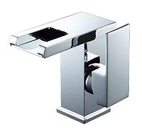 Robinet de lavabo de salle de bain en laiton, point de mixage à eau brillante à une seule poignée à poignée simple, robinet de décoloration à LED, cascade de bouche large, 3 couleurs change, noir