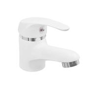 Robinet de lavabo de salle de bain - Mitigeur de lavabo à levier - Robinet de salle de bain - Bec court - 45 mm - Avec tuyaux - Blanc