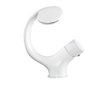 Robinet de lavabo de salle de bain noir cascade robinet d'évier en laiton robinet mitigeur pour évier chaud/froid (blanc)