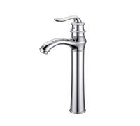 Robinet de lavabo de salle de bain rétro à levier unique, mitigeur de lavabo vintage, design court pour eau chaude et froide, finition antique (chrome élev