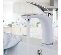 Robinet de lavabo de salle de bain Robinet de salle de bain Blanc + Chrome / Un trou / Alliage de zinc