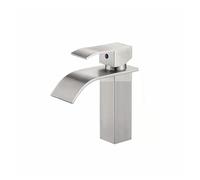 Robinet De Lavabo De Salle De Bain, Robinet Mitigeur En Acier Inoxydable Pour Eau Chaude Et Froide, Robinet Cascade Pour Lavabo À Poser, Finition Argentée Brossée, Haut Et Incurvé.,Brushed Silver Arc