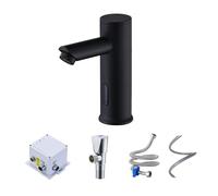 Robinet De Lavabo De Salle De Bain Sans Contact - Robinet Noir À Détecteur De Mouvement Automatique - Robinet De Lavabo De Salle De Bain À Piles Noir, Robinet Mains Libres Monotrou(Cold water)