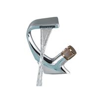 Robinet de lavabo de salle de bains, 1 pièce, robinet de lavabo cascade chromé/noir mélangeur chaud et froid grue robinet de lavabo à montage sur comptoir monotrou(Chrome Rose Gold)