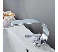 Robinet de lavabo de salle de bains, cascade montée sur le pont, robinet mitigeur d'évier de vanité, robinet d'eau froide et chaude ，robinet cuisine