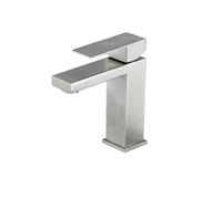 Robinet de lavabo de salle de bains noir mat, robinet d'évier mélangeur d'eau chaude et froide à montage sur pont doré, grue de robinets d'évier de bain monotrou de style simple(Brush Nickel Short)