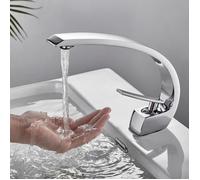 Robinet de Lavabo Design Moderne Auralum - Col de cygne - Laiton Chromé - Vasque à poser