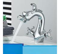 Robinet de lavabo doré Poli Dragon, Robinet mitigeur Double poignée Eau Chaude/Eau Froide, Robinet pour Vasque à Poser, robinetterie sur Plage, robinetterie de lavabo Crane (chro