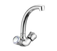 Robinet de Lavabo Double Commande Chromé Bec Haut Courbé Eau Chaude et Froide
