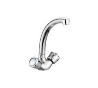 Robinet de Lavabo Double Commande Chromé Bec Haut Courbé Eau Chaude et Froide