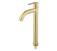 Robinet de lavabo en acier inoxydable 304 avec commande d'eau froide à une main en or brossé, pour salle de bain ou cuvette de toilette, convient pour les ouvertures de montage Ø 23-28 mm (L)