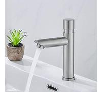 Robinet de lavabo en acier inoxydable 304 avec temporisation, robinet de salle de bain à pression tactile, robinet d'eau froide unique, finition nickel, robinet temporisé avec co