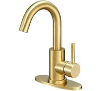 Robinet de lavabo en acier inoxydable 304 doré brossé pour livraison d'eau mixte avec corps résistant et longue durée de vie