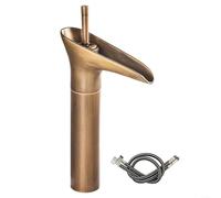 Robinet de lavabo en cuivre raffiné, design cascade pour salle de bain, réglage flexible de l'eau chaude et froide, pour intérieur moderne, doré