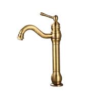 Robinet de lavabo en laiton antique monté sur pont à poignée unique accessoires de salle de bain bec long robinet mitigeur chaud et froid pour buanderie (G9/16)