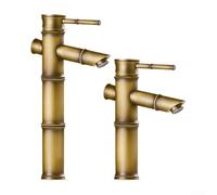 Robinet de lavabo en laiton antique, robinet de salle de bain de style vintage avec poignée unique pour mélangeur d'eau chaude et froide, robinets d'évier de salle de bain montés sur le pont en bonne