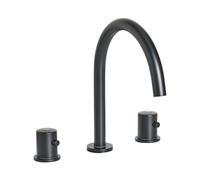 Robinet de Lavabo en Laiton avec Deux Poignées Accessoire de Salle de Bain Noir