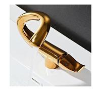 Robinet de lavabo en laiton, eau chaude et froide, lavabo de comptoir, robinet d'assise fixe FES-6066(Gold,Short)