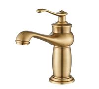 Robinet de lavabo en laiton moderne à trou for salle de bain, mitigeur classique noir monté sur le pont(Antique Brass B)