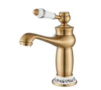 Robinet de lavabo en laiton moderne à trou for salle de bain, mitigeur classique noir monté sur le pont(Antique Brass A)