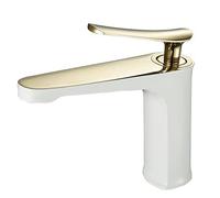 Robinet de lavabo en or Robinet de salle de bain noir Mélangeur de lavabo Robinet de lavabo de salle de bain Mélangeur Robinet d'évier chaud et froid(Gold and white)