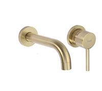 Rea ROBINET DE LAVABO ENCASTRÉ Lungo Gold Mat + BOX Mitigeur Salle de Bain en Laiton Monocommande Chaude et Froide Réglable Robinet de Lavage à la Main (Or mat)