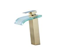 Robinet de lavabo européen robinet chaud et froid cascade robinet en verre robinet de lavabo en laiton LH-01(Nickel Gold)