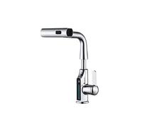 Robinet de Lavabo Extensible avec Affichage de Température LED et Mode Cascade Argent