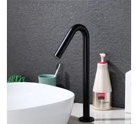 Robinet de lavabo infrarouge avec capteur, robinets de salle de bains chauds et froids, robinet à capteur automatique, mitigeur de salle de bains, alimenté par batterie, noir, robinets de lavabo