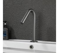 Robinet de lavabo infrarouge avec capteur, robinets de salle de bains chauds et froids, robinet à capteur automatique, mitigeur de salle de bains, alimenté par batterie, gris pistolet, faible Lucky