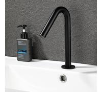 Robinet de lavabo infrarouge avec capteur, robinets de salle de bains chauds et froids, robinet à capteur automatique, mitigeur de salle de bains, alimenté par batterie, noir, faible Lucky Star