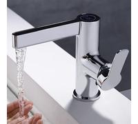 Robinet de lavabo intelligent à LED, mitigeur température numérique, en laiton blanc, noir et doré, robinets d'évier hydroélectriques, accessoires salle bains(A Chrome)