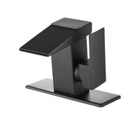 Robinet de lavabo LCD avec affichage numérique, mitigeur d'évier eau chaude/eau froide, robinet cascade, mitigeur de lavabo sur plage (noir avec socle)