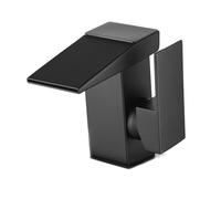 Robinet de lavabo LCD avec affichage numérique, mitigeur d'évier eau chaude/eau froide, robinet cascade, mitigeur de lavabo sur plage (noir, sans socle)