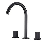 Robinet de lavabo mitigeur de salle de bain, robinet de lavabo, montage sur pont noir, double support, trois trous, robinetterie for eau chaude et froide(Balck)