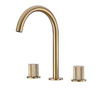 Robinet de lavabo mitigeur salle bain, robinet, montage sur pont noir, double support, trois trous, robinetterie for eau chaude et froide(Brushed gold)