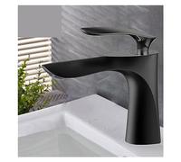 Robinet de lavabo moderne chromé - Robinet d'eau chaude et froide à poignée unique, élégant mitigeur chromé pour lavabo, finition noire MP19, installation facile