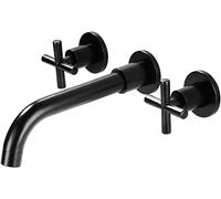 Robinet de lavabo mural en laiton à double poignée avec contrôle tactile pour eau chaude et froide - Design moderne pour une installation facile et une mise à niveau élégante