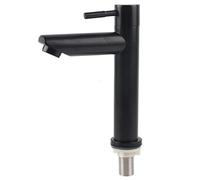 Robinet de Lavabo Noir en Acier Inoxydable à Filetage Mâle, Robinet de Lavabo de Salle de Bain G1/2 Pouces avec Poignée Ronde, Mousseur d'eau Douce (Robinet Droit à