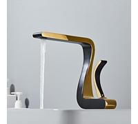Robinet de lavabo or noir robinet de salle de bain mitigeur en laiton robinet de lavabo robinet d'évier chaud et froid nouveau moderne (Color : Gold with black)